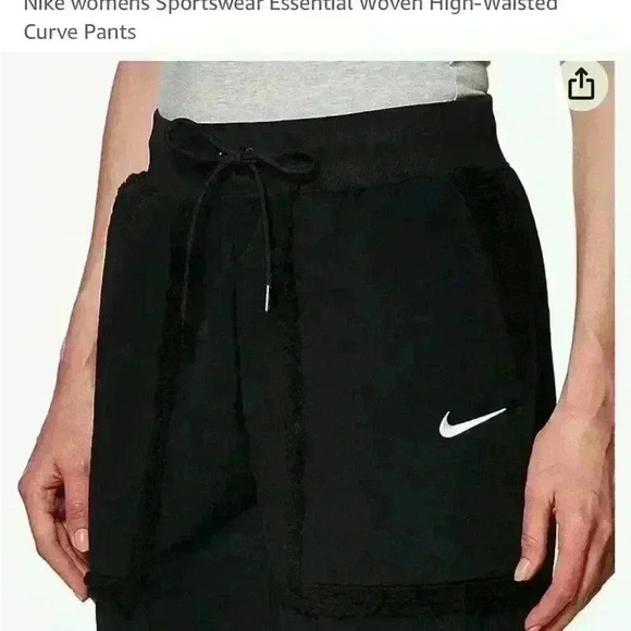 Nike black jogger track pants Sportswear Essential High-waisted sherpa - Picture 6 of 8